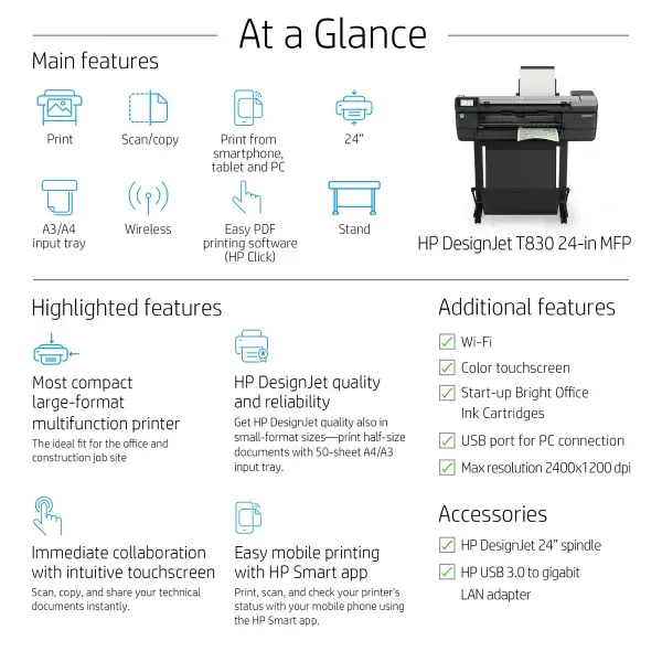 HP Designjet T830 36'' MFP Wide Format Printer